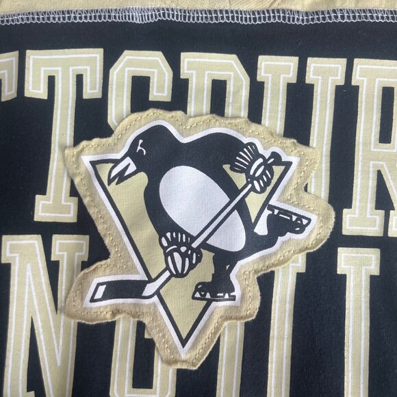 Reebok Pittsburgh Penguins Tshirt Small Black Gold Short Sleeve Fanwear - Picture 5 of 6